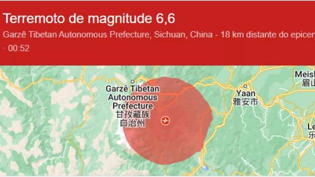 Terremoto de magnitude 6&comma;6 na China deixa ao menos 65 mortos