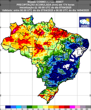 INMET prev&ecirc; semana chuvosa em parte do Centro-Oeste&comma; incluindo munic&iacute;pios do norte sul-mato-grossense