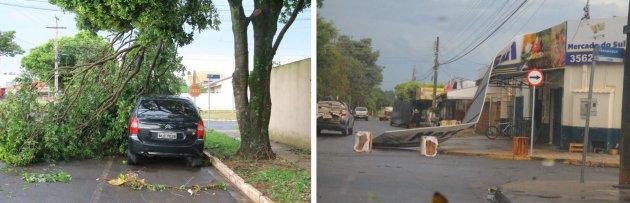 Ventos de at&eacute; 79 km derruba &aacute;rvores ap&oacute;s temporal de granizo em Chapad&atilde;o do Sul