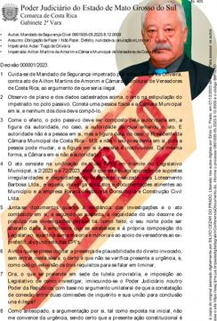 Justi&ccedil;a n&atilde;o concede liminar a vereador Adair Tiago e unifica&ccedil;&atilde;o de CPIs pode seguir na C&acirc;mara de Vereadores de Costa Rica