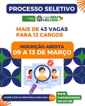 Chapad&atilde;o do Sul abre processo seletivo na Assist&ecirc;ncia Social com 43 vagas e sal&aacute;rios de at&eacute; R&dollar; 5&comma;8 mil